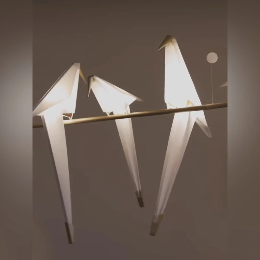 Perch Light Wall (3) steel and aluminium frame with PC & synthetic paper birds.